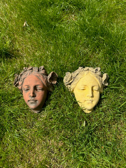 Stone Decorative Female Faces - Red